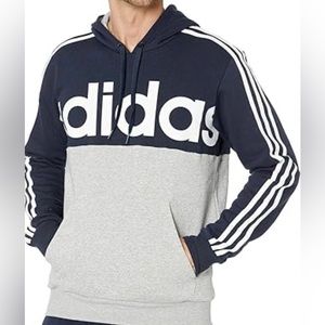 Adidas Sweatshirt Hoodie Gray/Navy Blue Size L